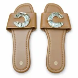Crystal-Style Buckle Flat Slide Sandals - ছবি 1