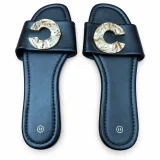 Crystal-Style Buckle Flat Slide Sandals - ছবি 3