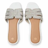 Geometric Rhinestone Strap Slide Sandals - ছবি 7