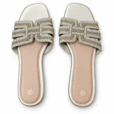 Geometric Rhinestone Strap Slide Sandals - ছবি 5