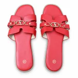 Chain-Detail Cross-Strap Flat Slides - ছবি 5