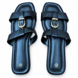Double-Buckle Cross-Strap Flat Slides - ছবি 1