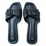 Square-Buckle Cross-Strap Flat Slides - ছবি 2