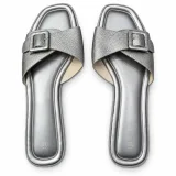 Square-Buckle Cross-Strap Flat Slides - ছবি 7