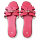 Chain-Detail Cross-Strap Flat Slides - ছবি 5