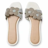 Floral Rhinestone Flat Slide Sandals - ছবি 5