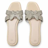 Rhinestone Bow Flat Slide Sandals - ছবি 5