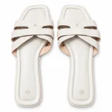Layered Cross-Strap Square-Toe Slides - ছবি 1