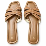 Layered Cross-Strap Square-Toe Slides - ছবি 5