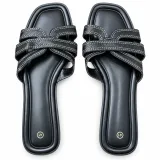 Layered Cross-Strap Square-Toe Slides - ছবি 3