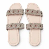Rhinestone Chain-Link Double-Strap Slides - ছবি 5