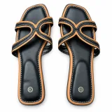 Looped Cross-Strap Flat Slide Sandals - ছবি 1