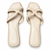 Looped Cross-Strap Flat Slide Sandals - ছবি 3