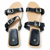 Metallic Double-Buckle Flat Slides - ছবি 1