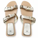 Metallic Double-Buckle Flat Slides - ছবি 3