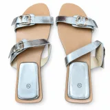 Metallic Double-Buckle Flat Slides - ছবি 7