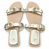 Metallic Double-Buckle Flat Slides - ছবি 5