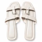 Double-Buckle Cross-Strap Flat Slides - ছবি 3