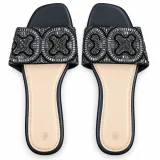 Scroll-Pattern Rhinestone Flat Slides - ছবি 3