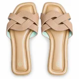 Woven Cross-Strap Flat Slide Sandals - ছবি 3