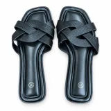 Woven Cross-Strap Flat Slide Sandals - ছবি 5