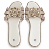 Sunburst Rhinestone Flat Slide Sandals - ছবি 1