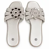 Sunburst Rhinestone Flat Slide Sandals - ছবি 7