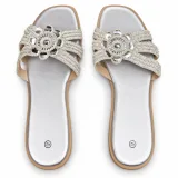 Sunburst Rhinestone Flat Slide Sandals - ছবি 5