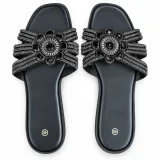 Sunburst Rhinestone Flat Slide Sandals - ছবি 3