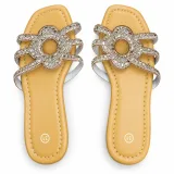 Flower-Ring Rhinestone Flat Slides - ছবি 3