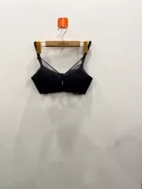 Textured Bra with Sheer Panels and Ruffled Trim - ছবি 3