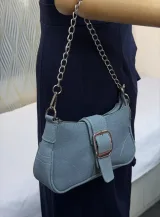 Denim Chain Buckle Bag - image 3