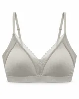 Ribbed Triangle Bra with Scalloped Mesh Trim - ছবি 7