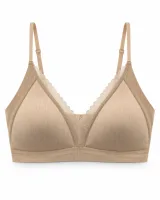 Ribbed Triangle Bra with Scalloped Mesh Trim - ছবি 3