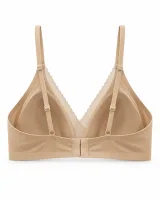 Ribbed Triangle Bra with Scalloped Mesh Trim - ছবি 4