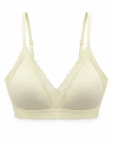 Ribbed Triangle Bra with Scalloped Mesh Trim - ছবি 5