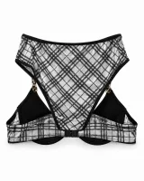 Women's Plaid Bra and Panty Set with Leopard Trim - ছবি 4