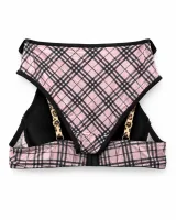 Women's Plaid Bra and Panty Set with Leopard Trim - ছবি 6