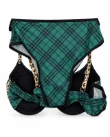 Women's Plaid Bra and Panty Set with Leopard Trim - ছবি 12