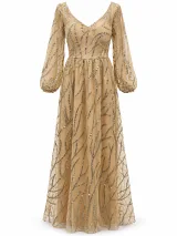 V-Neck Sequin Branch Maxi Gown - image 1