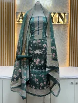 Zam Zam Teal Floral Scallop Dupatta - image 1