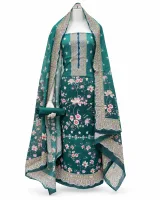 Zam Zam Teal Floral Scallop Dupatta - image 2
