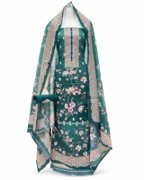 Zam Zam Teal Floral Scallop Dupatta - image 4