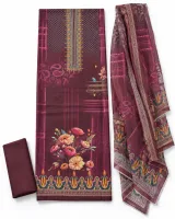 Zam Zam Maroon Pixel Floral - ছবি 1
