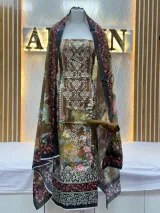 Zam Zam Damask Black Floral Dupatta - image 1
