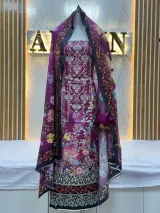 Zam Zam Damask Black Floral Dupatta - image 2