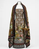 Zam Zam Damask Black Floral Dupatta - image 1