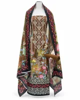 Zam Zam Damask Black Floral Dupatta - image 2