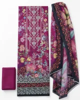 Zam Zam Damask Black Floral Dupatta - image 3