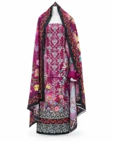 Zam Zam Damask Black Floral Dupatta - image 4